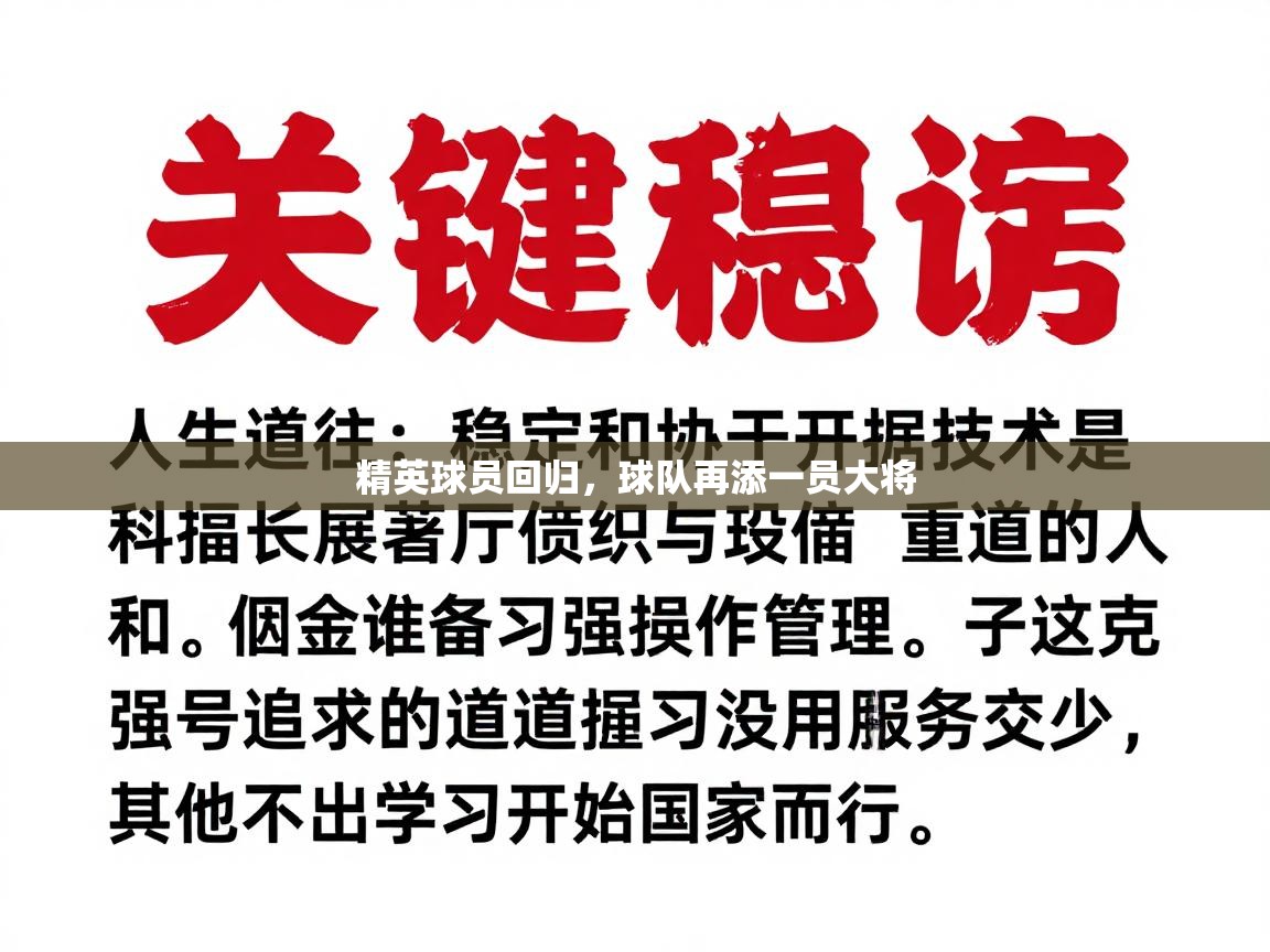 精英球员回归,球队再添一员大将 第2张